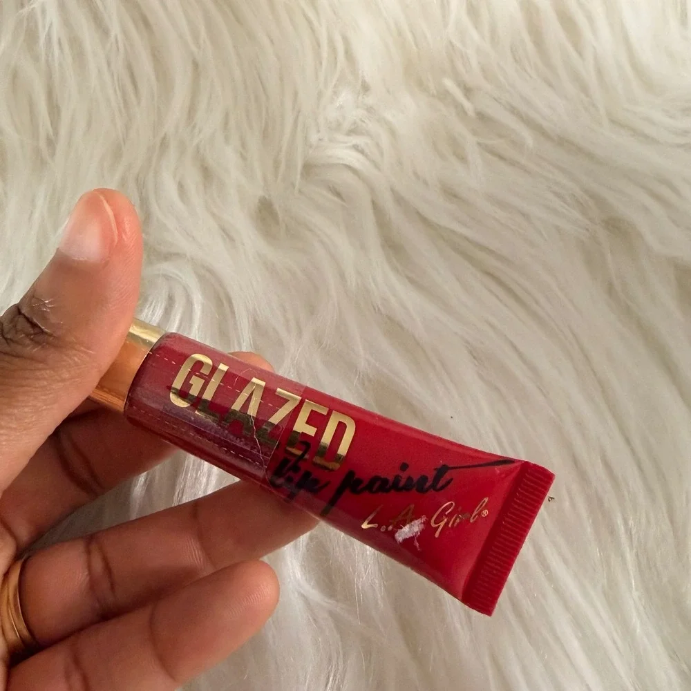 L.A. Girl Glazed Lip Paint Women 0.4oz Pin-Up Red New Glossy Liquid Lipstick GL